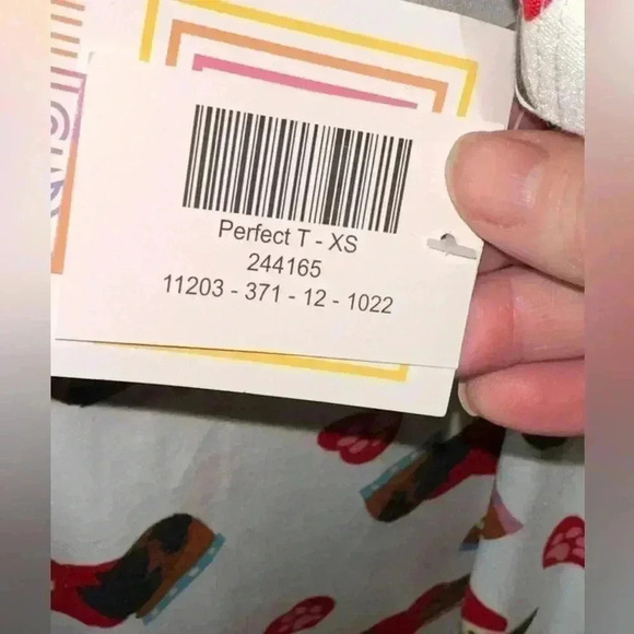 Lularoe XS dog Perfect Tee NWT. White with red , and cute dog ❤️. - Picture 3 of 6